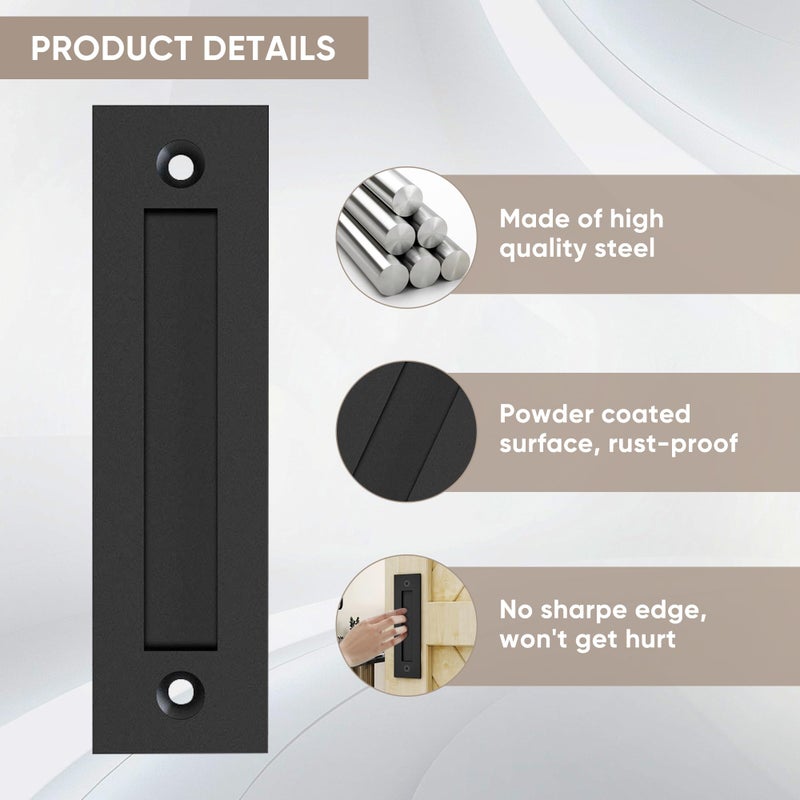 JUBEST 8-3/5'' Sliding Barn Door Handle Modern Simple Finger Flush Pull Handle for Gates Garages Sliding Doors Cabinets Closet and Drawers,Flat Black - Image 4